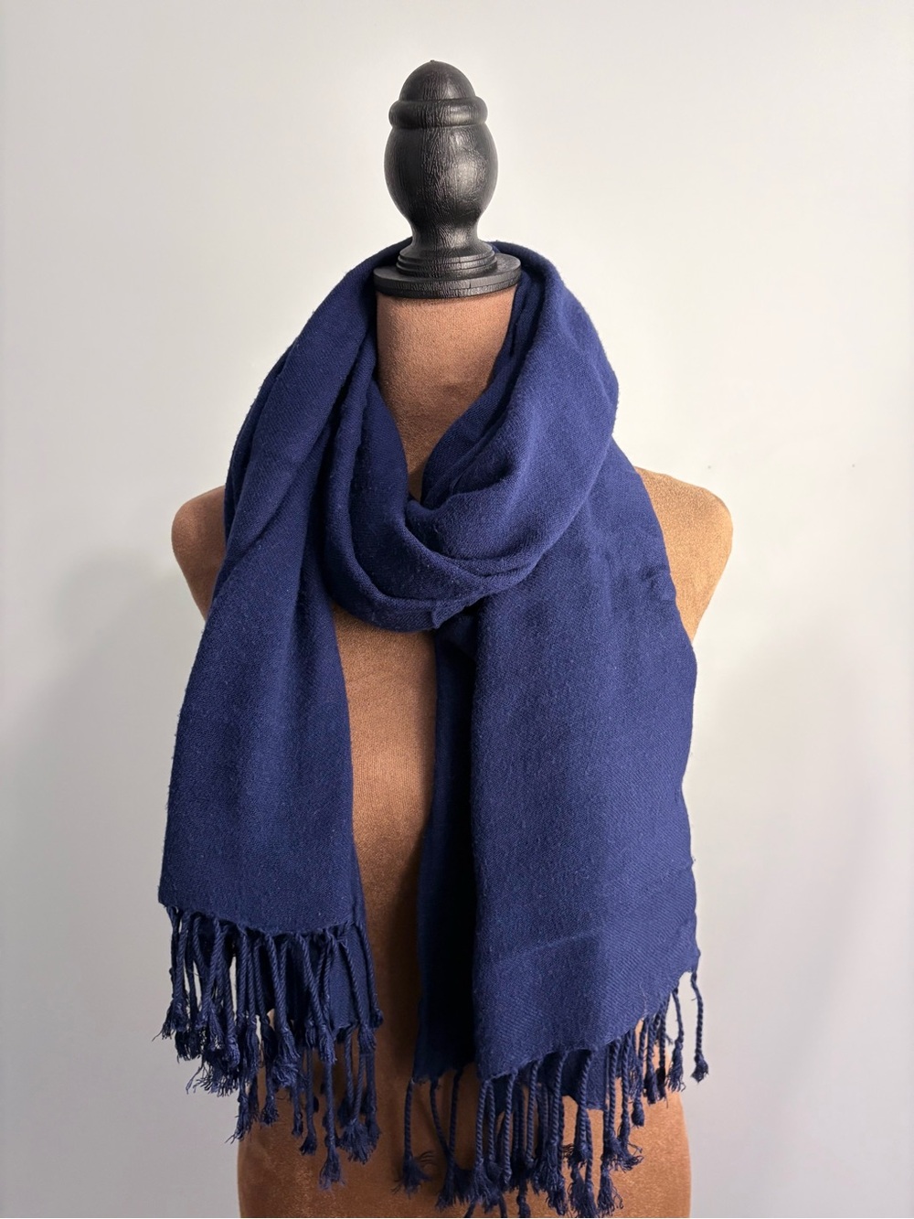 Navy Blue Fringe Scarf/Shawl/Wrap – Lightweight Soft Wrap